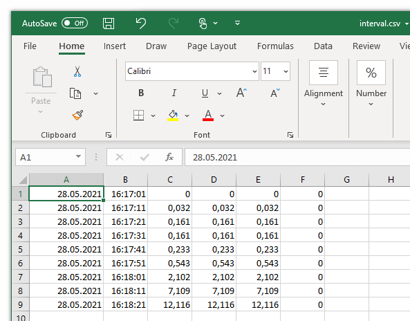 Datum, Uhrzeit und Gewicht in Excel